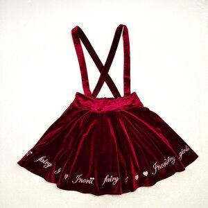 Burgundy Velvet strap mini skirt
